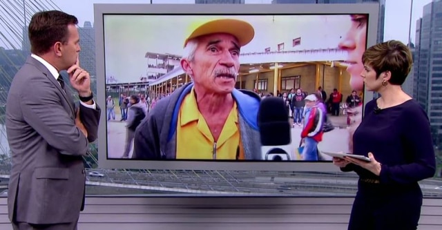Cena do programa 'Bom Dia São Paulo' de 18/08/2017/ Rede Globo Rodrigo Bocardi pediu que entrevistado pudesse terminar sua fala