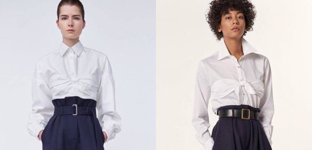 Instagram.com/@diet_prada Comparação entre look divulgado em 2017 pela estilista Mara Hoffman e foto da Céline de 2016