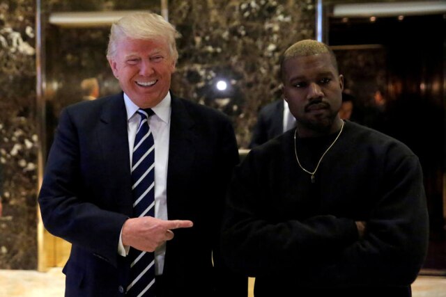 Andrew Kelly / Reuters Kanye West e Donald Trump em dezembro de 2016.