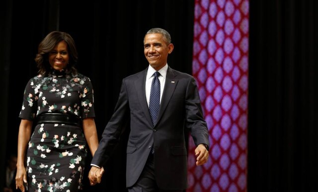Jim Bourg/Reuters Michelle Obama e o ex-presidente dos Estados Unidos Barack Obama em janeiro de 2015.