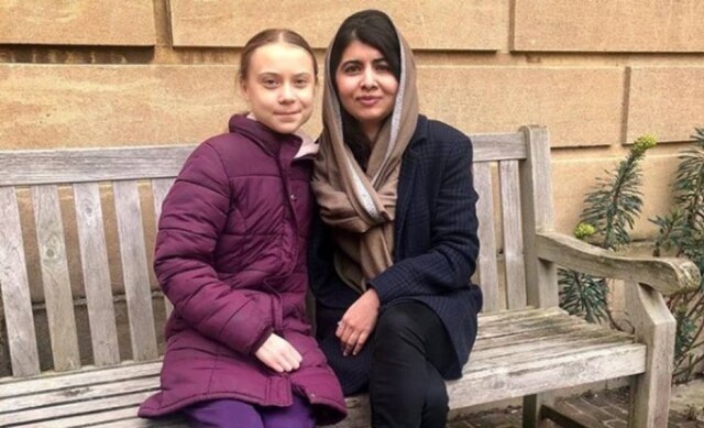 Intagram / @malala A paquistanesa Malala Yousafzai (direita) e a sueca Greta Thunberg (esquerda).