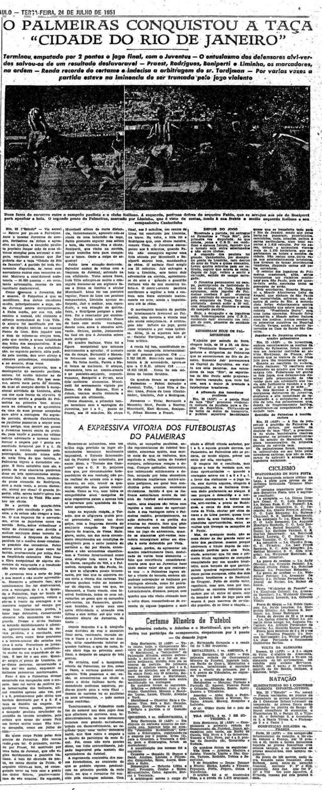 CAMPEÃO MUNDIAL! DIA 22/07/1951 O PALMEIRAS SE TORNAVA O 1º CAMPEÃO MUNDIAL  INTERCLUBES 