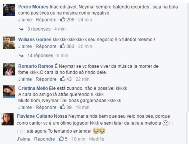 Reprodução/Facebook Neymar sendo "apedrejado" em sua página no Facebook após postar um trecho da nova música, Yo Necesito.