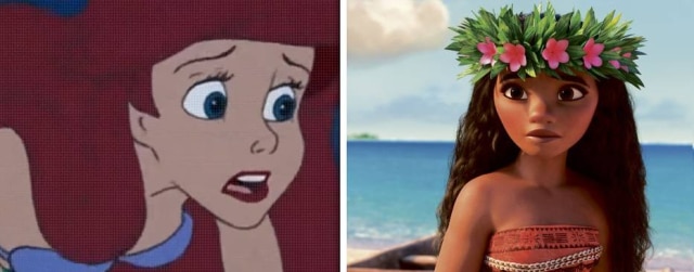 Reprodução de 'A Pequena Sereia' / Youtube | John Musker / Divulgação / Disney Fãs da Disney têm encontrado uma ligação entre as histórias de Ariel e Moana.