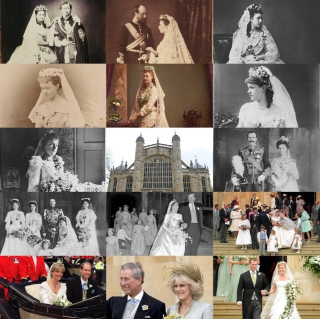 Twitter / @RoyalFamily A organização das imagens com os principais casamentos realizados na Capela St. George, no Castelo de Windsor, foi feita com a ajuda da Royal Colletion Trust, organização responsável pelo arquivo histórico de alguns edifícios da Coroa Britânica, como o próprio Castelo e o Palácio de Buckingham.