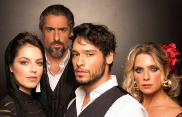 Gal Oppido Os atores Nicole Rosemberg, Marcos Mion, Bruno Fagundes e Letícia Spiller em 'Zorro - Nasce uma Lenda'.