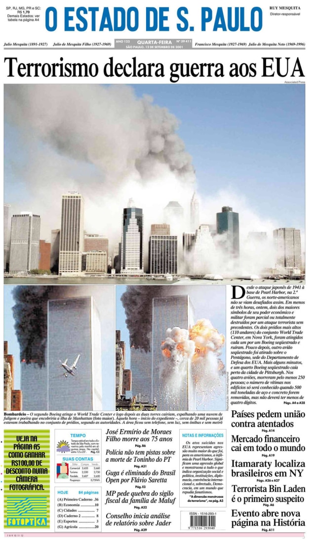 Acervo/Estadão > Estadão - 12/9/2001