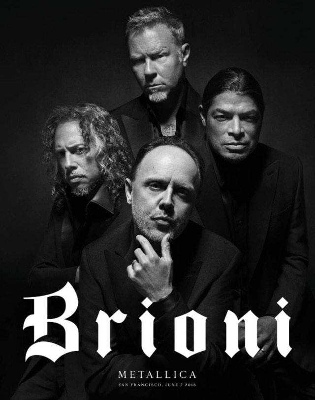 Divulgação O Metallica está na moda. A banda de heavy metal americana estrela a nova campanha da grife italiana Brioni.