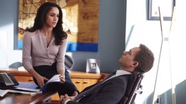 Reprodução/ USA Network Meghan Markle e Patrick J. Adams em 'Suits'.