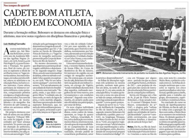 Acervo Estadão Reportagem de Luiz Maklouf Carvalho sobre o cadete Jair Bolsonaro