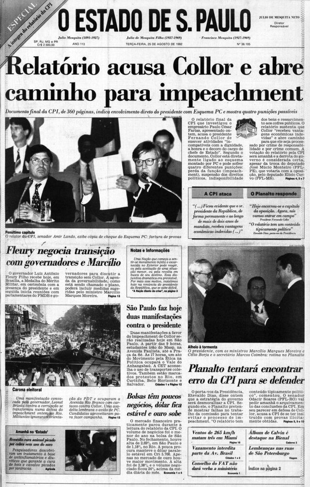 Acervo/Estadão >> Estadão - 25/8/1992