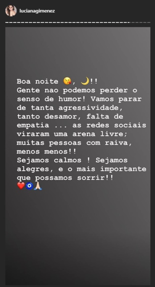 Instagram / @lucianagimenez Story publicado por Luciana Gimenez