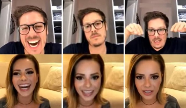 Instagram / @sandyoficial | Instagram / @fabioporchat A cantora Sandy e o apresentador Fábio Porchat em live no Instagram.