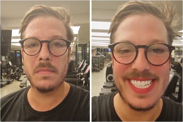 Reprodução Instagram/ @fabioporchat Fabio Porchat aparece suado fazendo uma crítica bem humorada ao exercício na academia