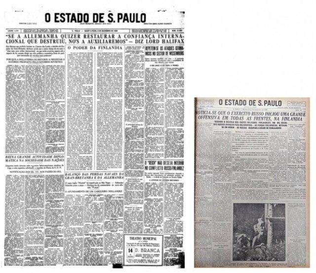Edição regular do Estadão e edição da tarde [Estadinho], que circulou de 1939 a 1940, na Segunda Guerra Mundial .