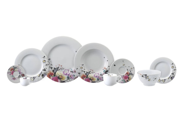 Divulgação A estampa toda floral é uma das três versões da linha Aquarela da Porcelana Schmidt