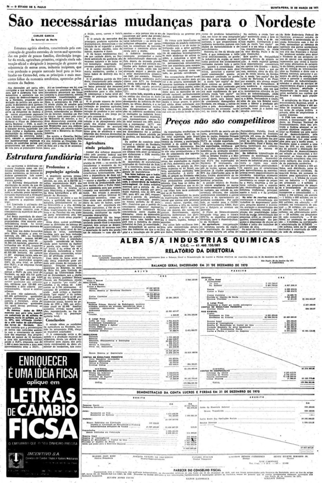 Acervo Estadão Reportagem de Carlos Garcia, 25/3/1971.