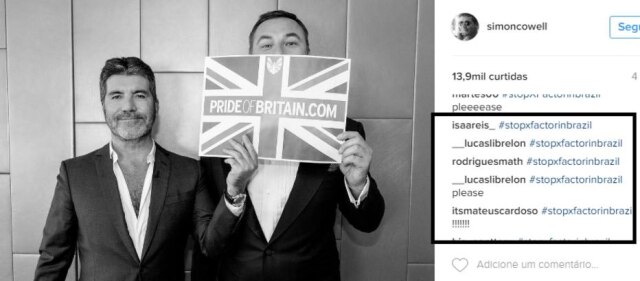Reprodução/Instagram Os candidatos estão usando a hashtag #StopXFactorInBrazil para o produtor cancelar a atração por conta dos maus tratos nas primeira audições.