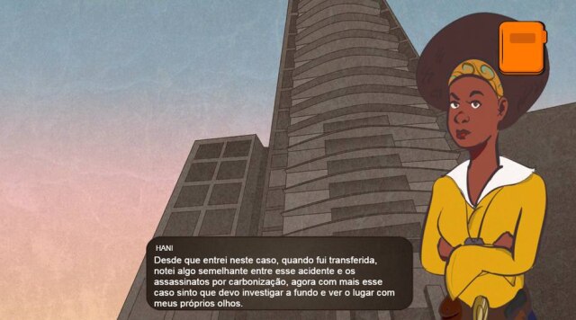 Divulgação/Women Game Jam Brasil Cena do jogo O Mistério do Incêndio do Hotel, desenvolvido durante a Women Game Jam Brasil