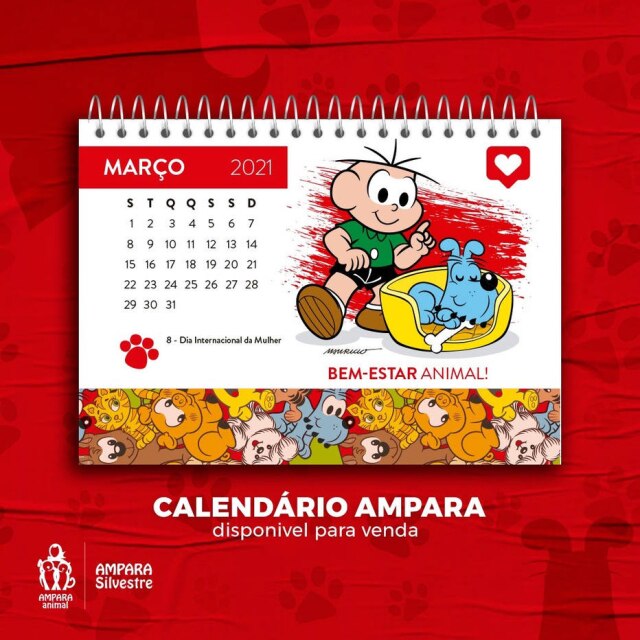 Ampara Animal Para o ano 2021, temas de conscientização serão ilustrados com os personagens da Turma da Mônica