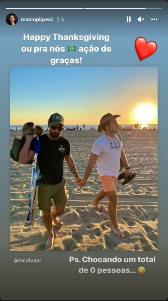 Pela primeira vez, o ator Marco Pigossi assumiu um relacionamento homoafetivo nas redes sociais. Foto: Reprodução / Instagram