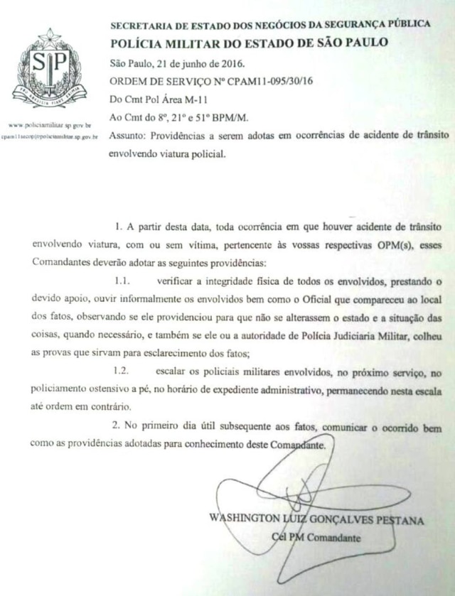 Ofício foi encaminhado para os comandos do 8.º, 21.º e 51.º batalhões, responsáveis pelo policiamento dos bairros do Tatuapé, Móoca e Cangaíba