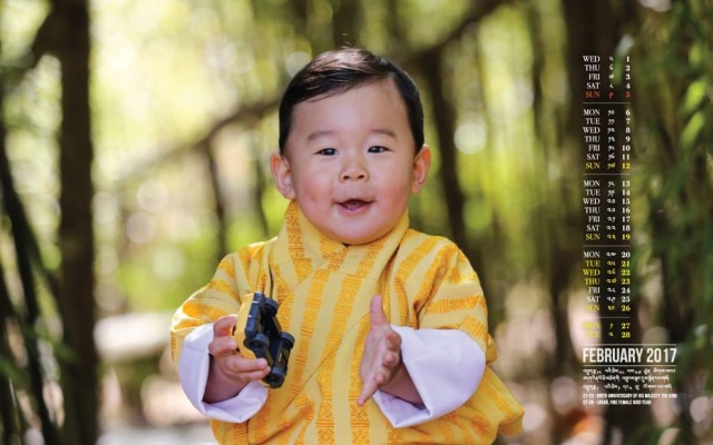 Divulgação/Yellow Bhutan Príncipe do Butão é estrela do calendário da família real de fevereiro.
