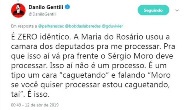 Twitter/@DaniloGentili Perfil oficial do humorista Danilo Gentili no Twitter.