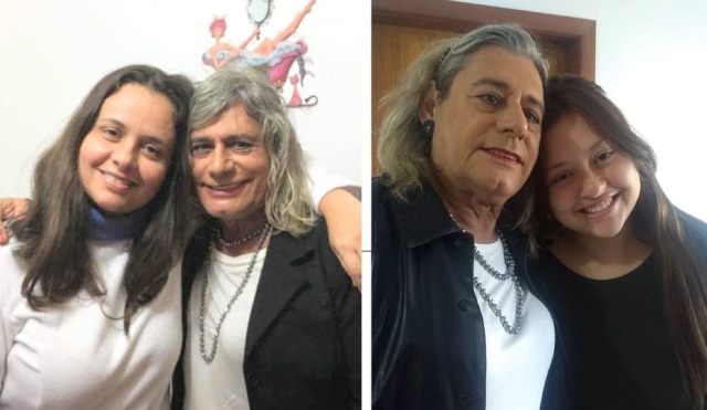 Acervo pessoal Afrodite com a filha Tatiana (à esquerda) e sua neta adolescente Vivian (à direita).