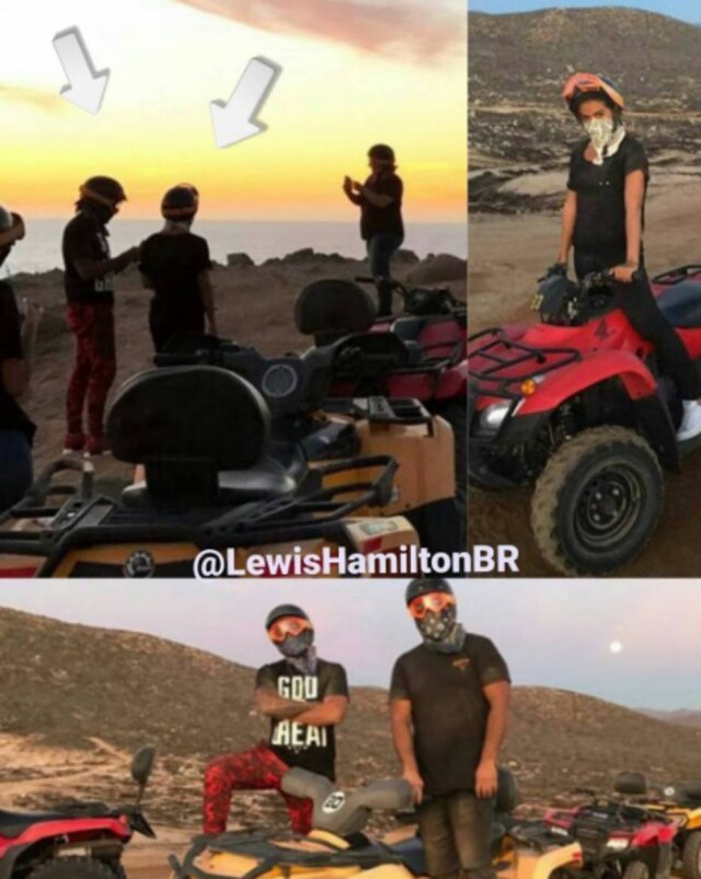 Reprodução Foto publicada pelo fã-clube de Lewis Hamilton na qual Anitta e o piloto aparecem juntos.