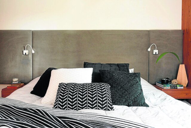 Evelyn Muller Em contraste, a sobriedade do quarto do casal