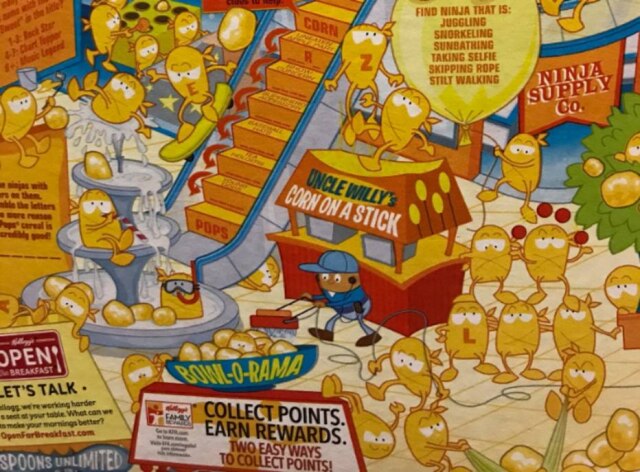 Twitter/saladinahmed Único personagem de cor escura da embalagem do cereal Kellogg's faz a limpeza do espaço.
