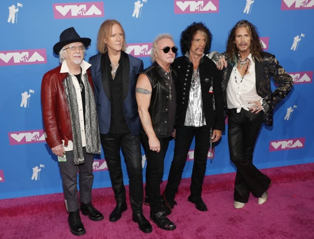 Andrew Kelly/Reuters Aerosmith no MTV Video Music Awards, em Nova York, em agosto de 2018.