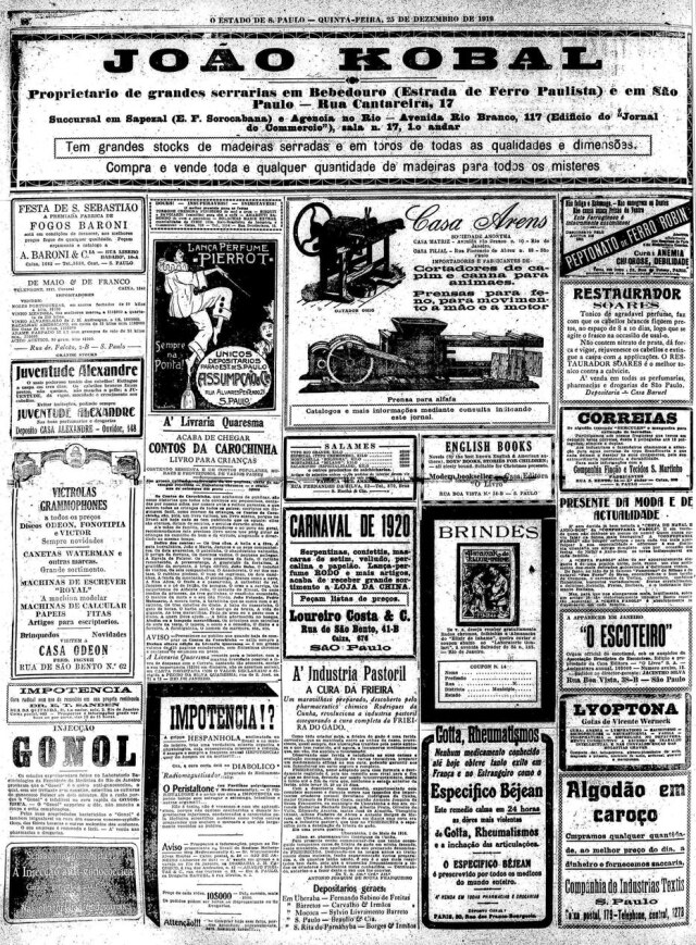 Acervo Estadão Página do Estadão de 25/12/1919