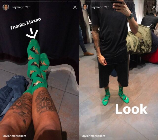 Reprodução Histórias Intagram/ https://www.instagram.com/neymarjr/ Reparou bem nas meias do jogador?