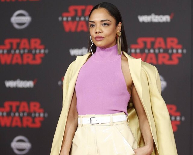 REUTERS/Danny Moloshok A atriz Tessa Thompson durante a première de 'Star Wars: Os Últimos Jedis' em Los Angeles.