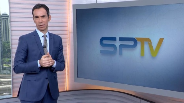 Reprodução de 'SPTV - 1ª edição' (2019) / Globo Jornalista César Tralli como apresentador do 'SPTV'