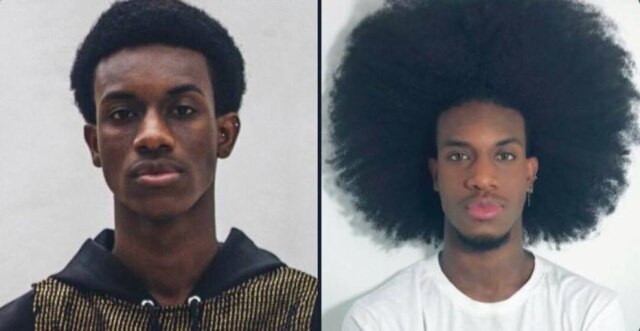 Reprodução Twitter/ @allan_basttos Bailarino da Mangueira Allan Bastos sofre racismo na internet ao compartilhar montagem de fotos do seu cabelo