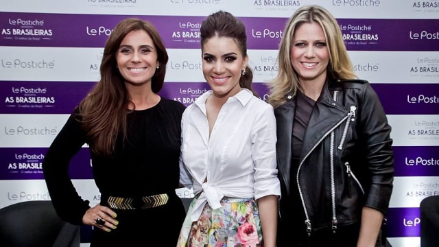 divulgação Giovanna Antonelli, Camila Coelho e Didi Wagner no lançamento da nova coleção da Le Postiche