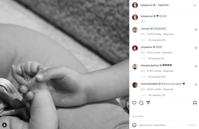Instagram/@kyliejenner Publicação de Kylie Jenner sobre a chegada do filho, o segundo com Travis Scott