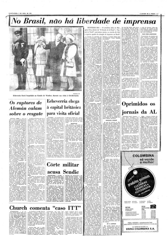>> Pagina censurada do Estadão de 04/4/1973