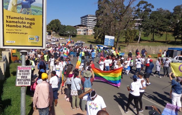 Parada do orgulho LGBT realizada na Suazilândia, país também conhecido como eSwatini, realizada em 30 de junho de 2018.