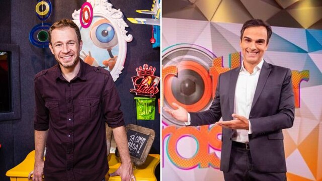 João Cotta/Globo | Reprodução Instagram/@tadeuschmidt Tiago Leifert comemora a escolha de Tadeu Schmidt para o 'BBB'