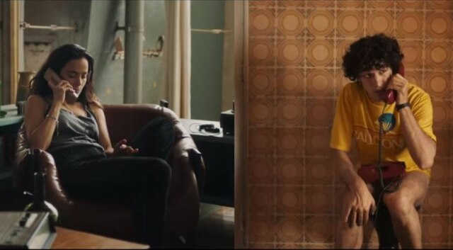 Reprodução YouTube/ Gavea Filmes Alice Braga interpreta Mônica e Gabriel Leone atua como Eduardo