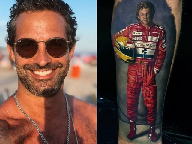 Instagram/@iran_malfitano Iran Malfitano tatuou a imagem de Ayrton Senna na perna.