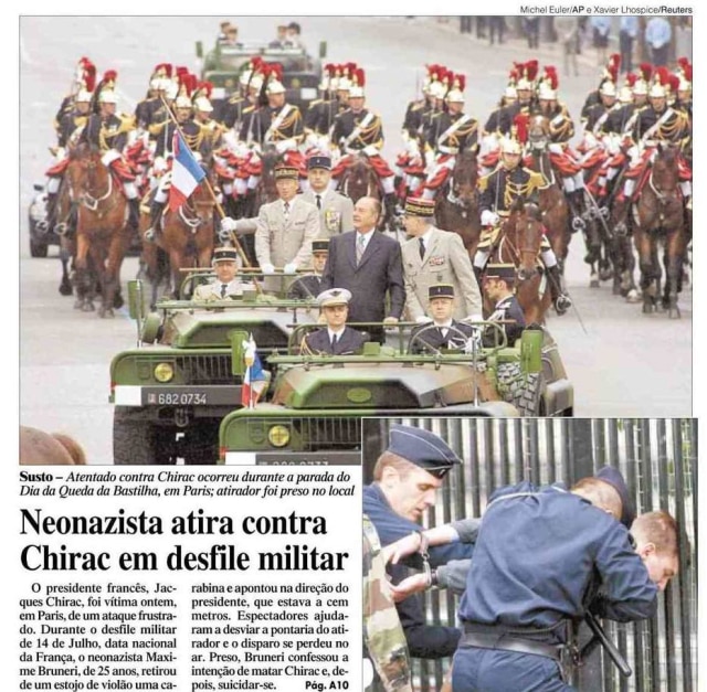 Acervo Estadão Atentado contra Chirac em 14 de julho de 2002