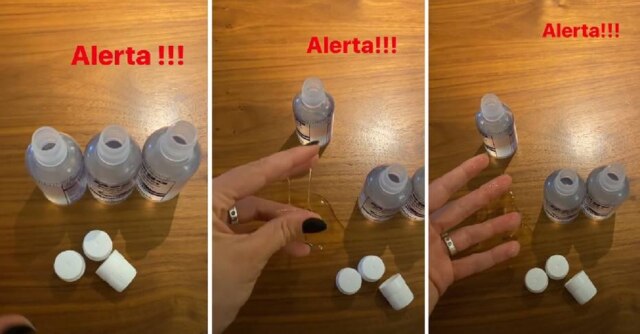 Instagram/ @massafera Grazi Massafera mostrou aos seguidores a textura do álcool em gel falsificado