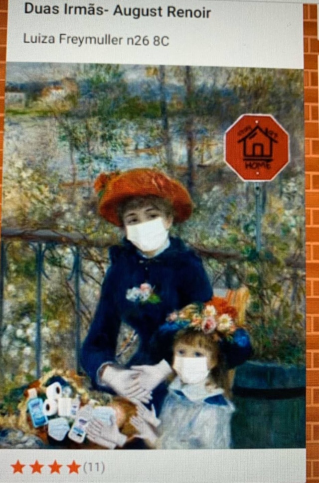Divulgação/ Rede Marista de Colégios O quadro de Renoir, 'Duas Irmãs', em tempos de coronavírus