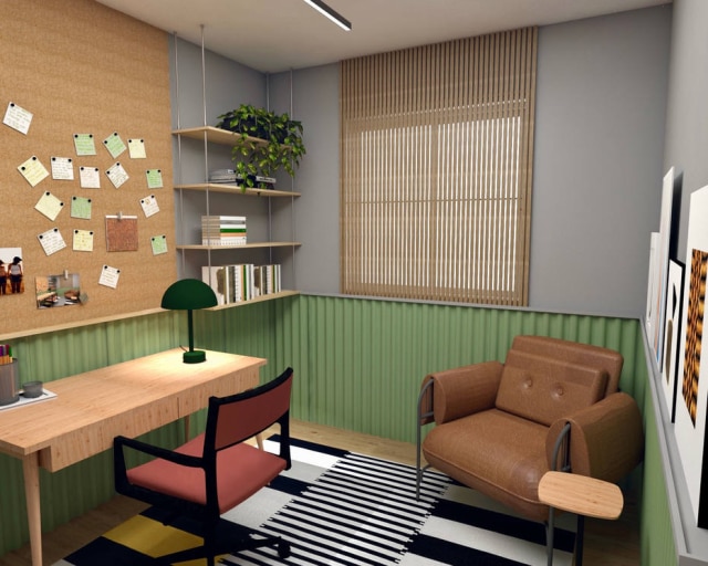 Ana Weege Arquitetura e Design de Interiores Telha reveste parede até a altura da janela