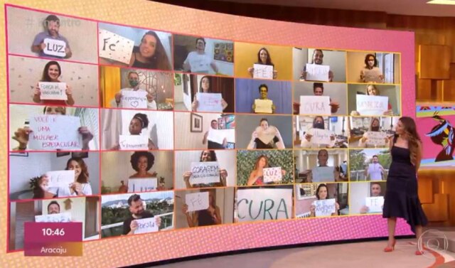 Rede Globo / Reprodução Equipe do 'Encontro com Fátima Bernardes' fez homenagem para apresentadora com cartazes